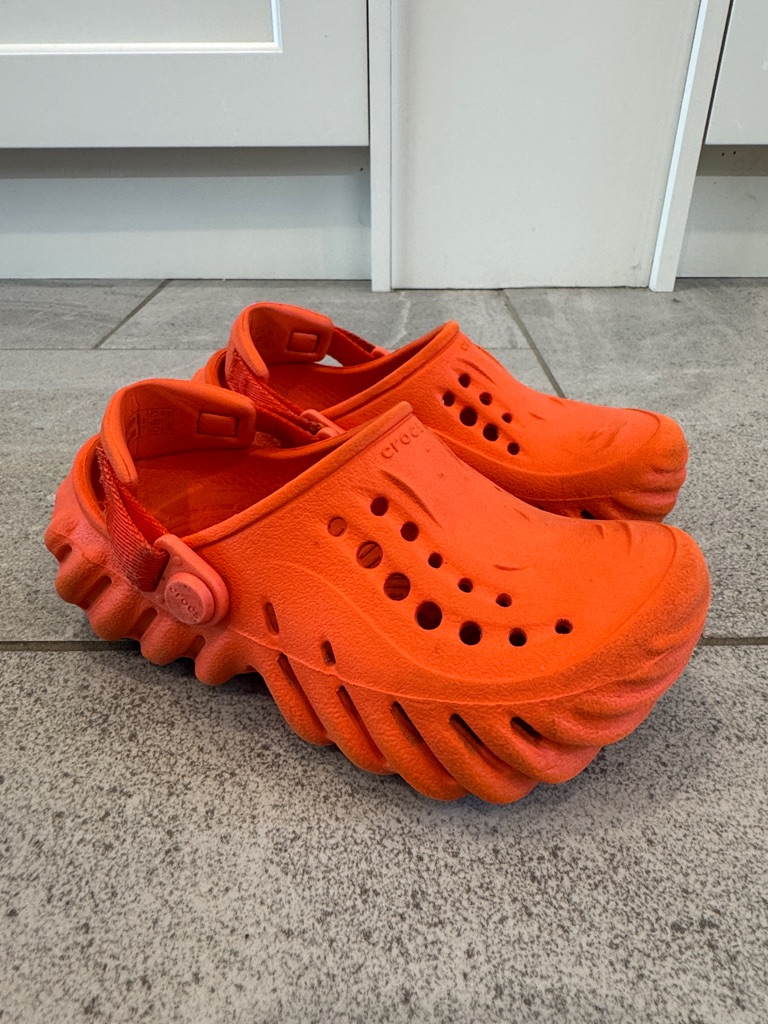 Crocs Kids' Echo Bright Orange Clogs, Sz 10